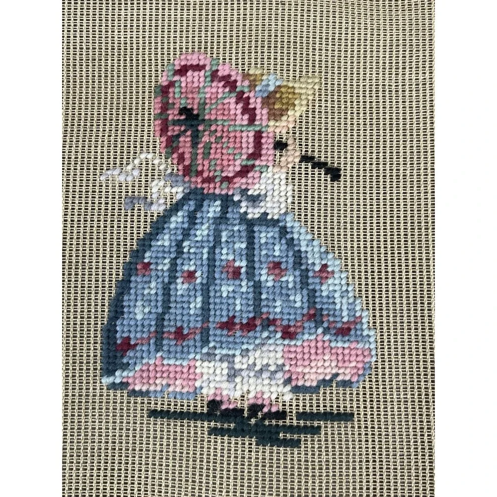 Bucilla Needlepoint Tapestry Finished Sunbonnet Sue Umbrella Art Embroidery